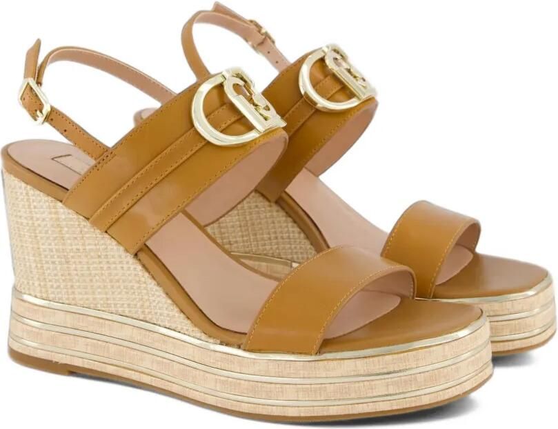 LIU JO Karen 05 sandalen met sleehak en logo-plakkaat Bruin