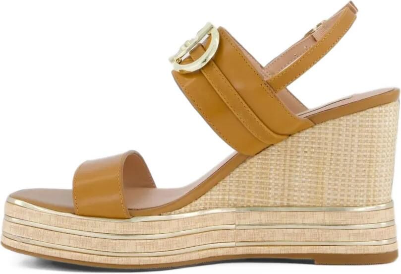 LIU JO Karen 05 sandalen met sleehak en logo-plakkaat Bruin - Foto 5