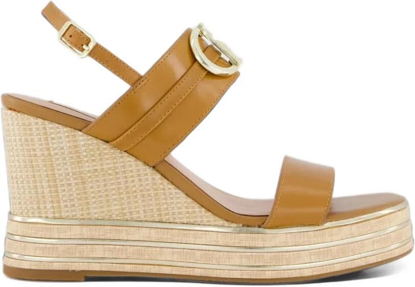 LIU JO Karen 05 sandalen met sleehak en logo-plakkaat Bruin - Foto 4