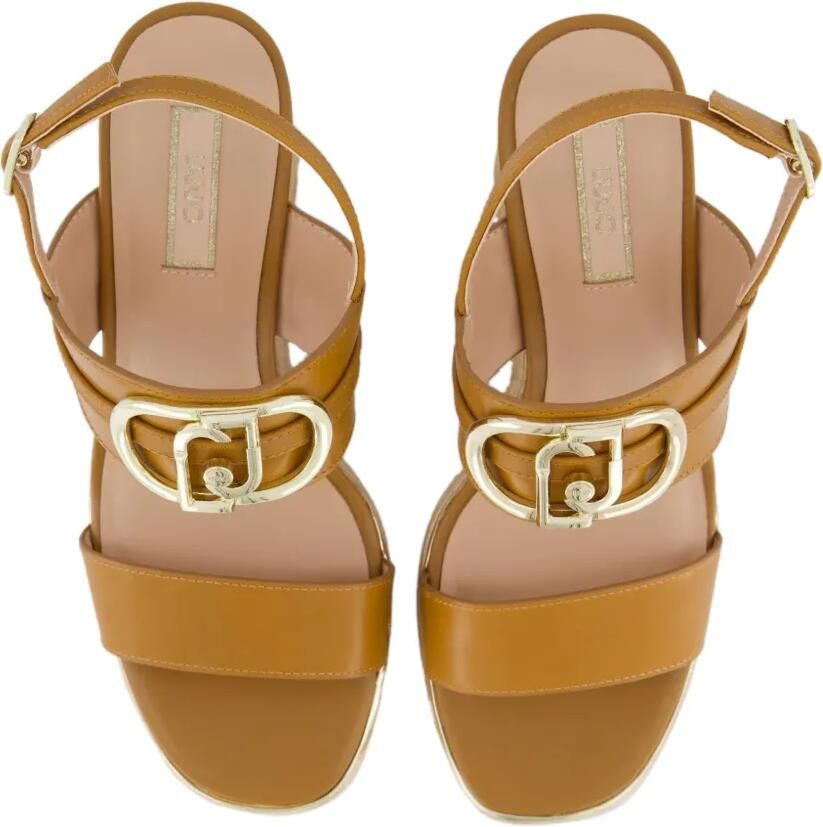 LIU JO Karen 05 sandalen met sleehak en logo-plakkaat Bruin - Foto 3