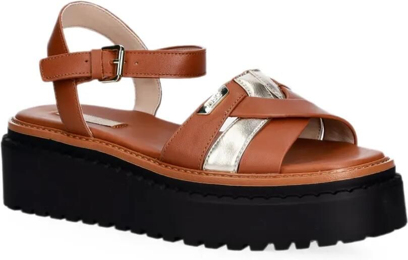 LIU JO Leren sandalen met plateauzool Bruin - Foto 2