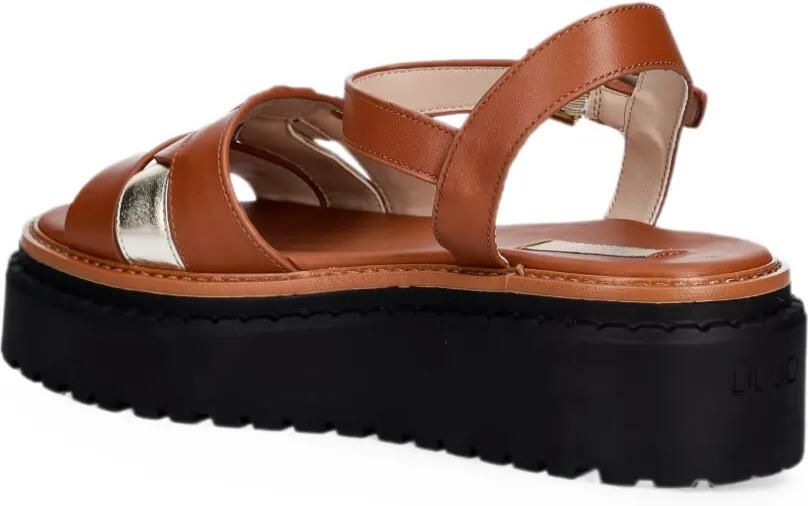 LIU JO Leren sandalen met plateauzool Bruin - Foto 3