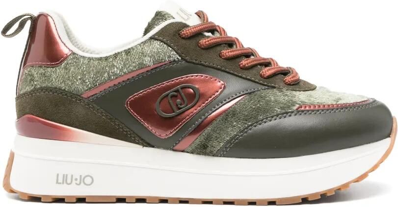 LIU JO Leren sneakers met logoplakkaat Groen