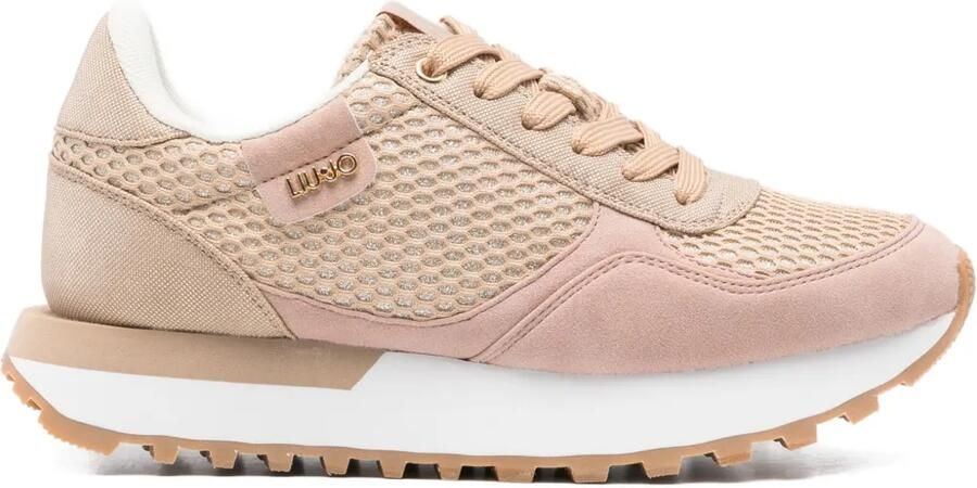 LIU JO Leren sneakers met mesh vlak Beige