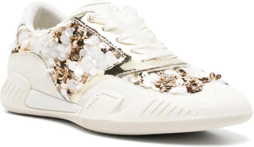 LIU JO Leren sneakers verfraaid met pailletten Beige - Foto 2