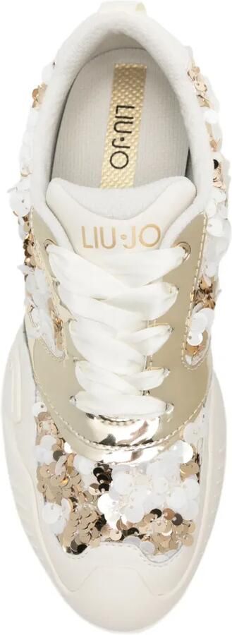 LIU JO Leren sneakers verfraaid met pailletten Beige - Foto 4