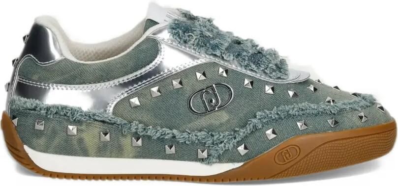 LIU JO Lewis 04 stud-embellished frayed-edge sneakers Blauw
