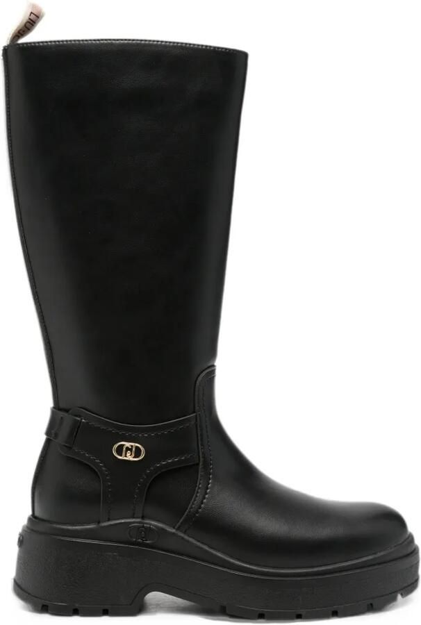 LIU JO logo-plaque leather boots Zwart