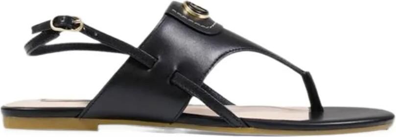 LIU JO logo-plaque leather sandals Zwart