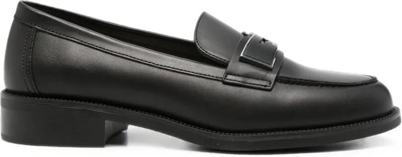 LIU JO Madison leren loafers met logo-plakkaat Zwart