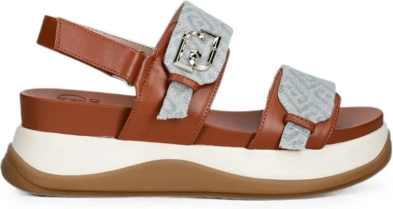 LIU JO Sandalen met klittenband en monogram-patroon Bruin