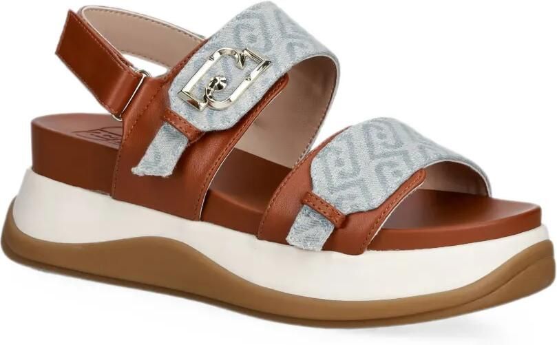 LIU JO Sandalen met klittenband en monogram-patroon Bruin - Foto 3