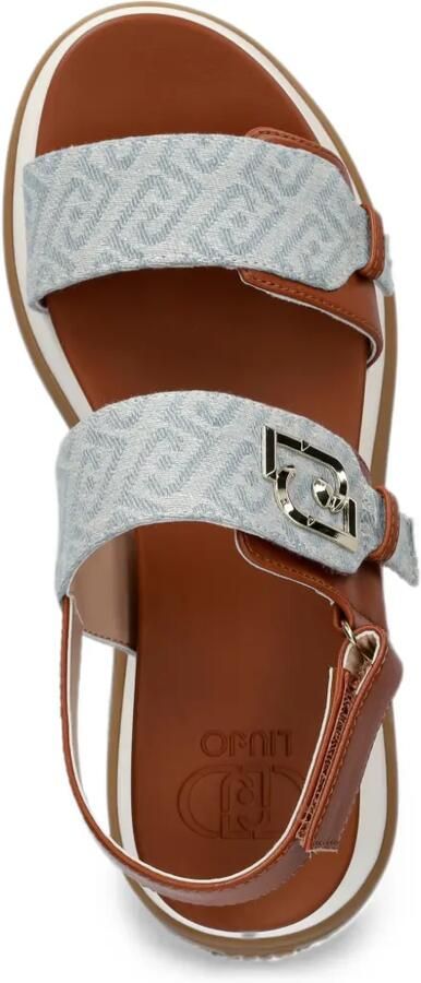LIU JO Sandalen met klittenband en monogram-patroon Bruin - Foto 4
