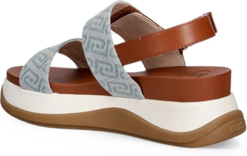 LIU JO Sandalen met klittenband en monogram-patroon Bruin - Foto 2