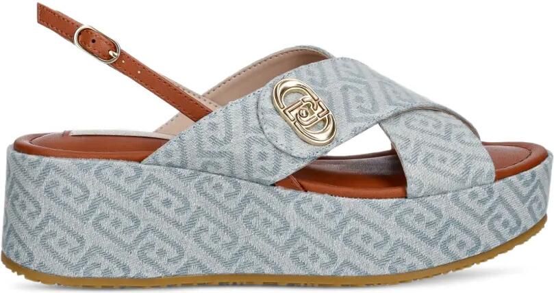 LIU JO Sandalen met plateauzool en monogram-patroon Blauw