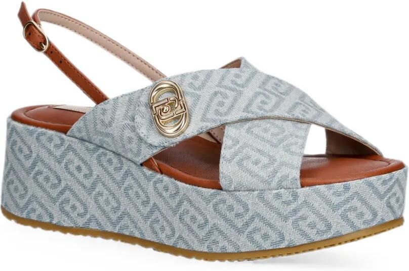 LIU JO Sandalen met plateauzool en monogram-patroon Blauw - Foto 2