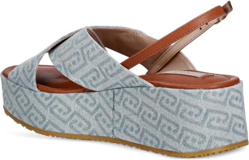LIU JO Sandalen met plateauzool en monogram-patroon Blauw - Foto 3