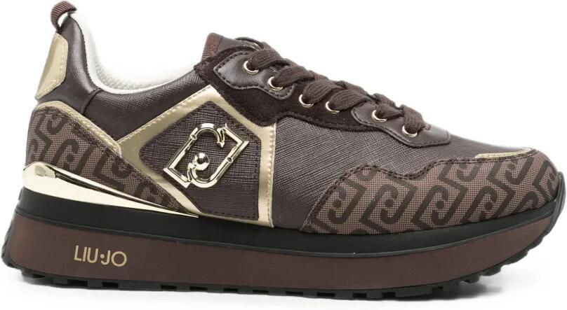 LIU JO Sneakers met monogram-logo-plakkaat Bruin