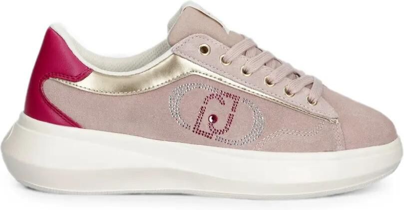 LIU JO Suède sneakers met logo van stras Roze