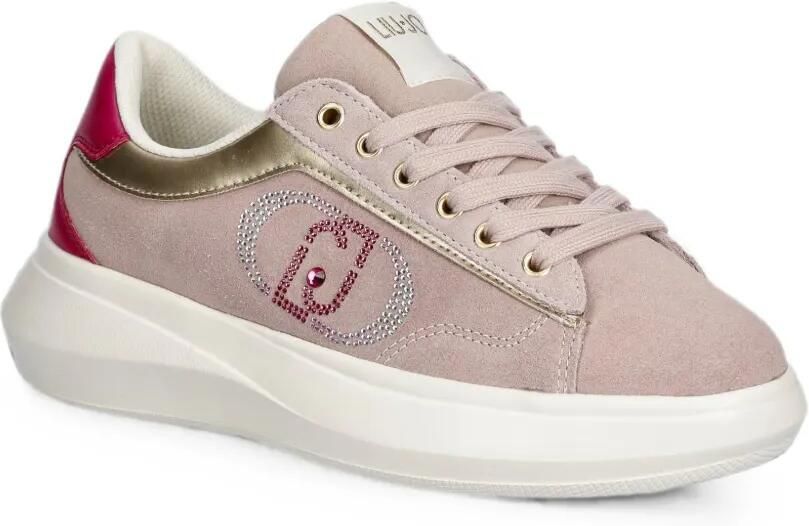 LIU JO Suède sneakers met logo van stras Roze - Foto 3