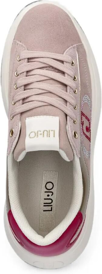 LIU JO Suède sneakers met logo van stras Roze - Foto 4