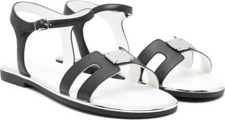 Liu Jo Kids Sandalen met logoplakkaat Zwart