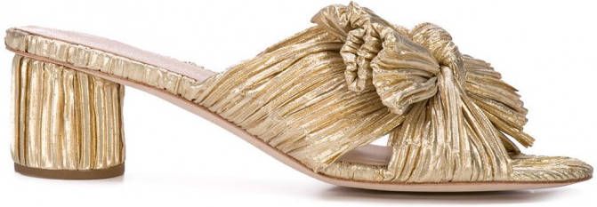 Loeffler Randall Emilia geplooide geknoopte sandalen Goud