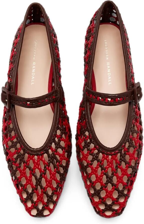Loeffler Randall Junia geweven leren ballerina's Rood - Foto 3