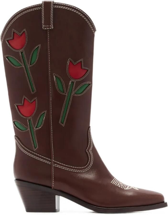 Loeffler Randall Laarzen met tulp-applicatie Bruin
