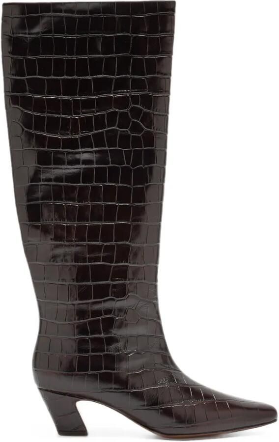 Loeffler Randall Marley laarzen met krokodillen-reliëf Bruin