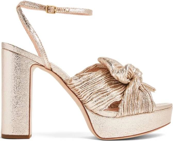 Loeffler Randall Natalia plissé-lamé sandalen Beige