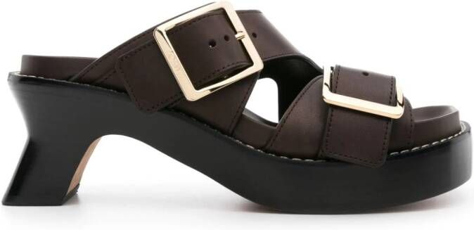 LOEWE 70mm buckled leather mules Bruin