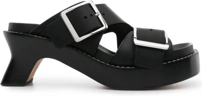 LOEWE 70mm Ease buckle-straps mules Zwart