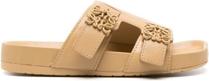 LOEWE Ease slippers met gesp en bandje Beige
