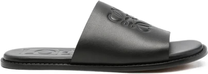 LOEWE Anagram flex kalfsleren slippers Zwart