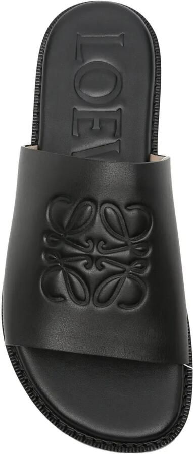 LOEWE Anagram flex kalfsleren slippers Zwart - Foto 2