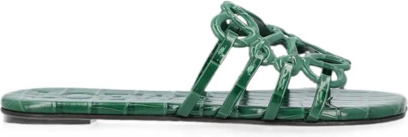LOEWE Anagram leren sandalen met krokodillen-reliëf Groen