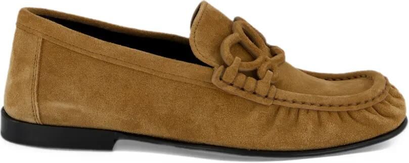 LOEWE Double L loafers in suede calfskin Bruin