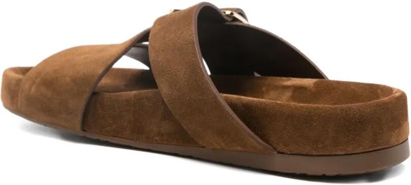 LOEWE Ease Buckle suède sandalen Bruin - Foto 4