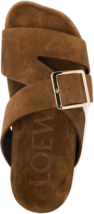 LOEWE Ease Buckle suède sandalen Bruin - Foto 2
