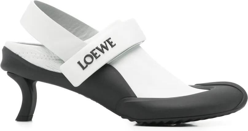 LOEWE Pumps met klittenband en logo Wit