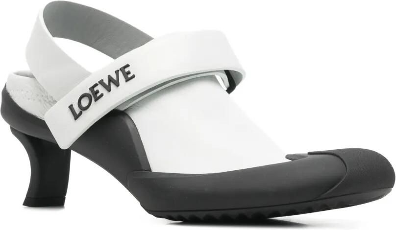 LOEWE Pumps met klittenband en logo Wit - Foto 3