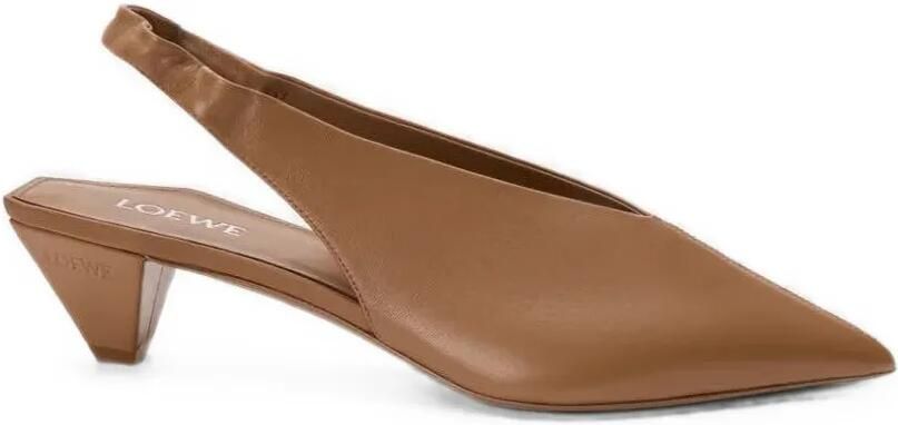 LOEWE Origami Cubic lamsleren slingback pumps Bruin