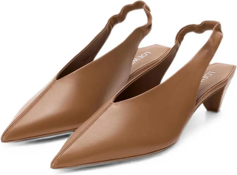 LOEWE Origami Cubic lamsleren slingback pumps Bruin - Foto 3