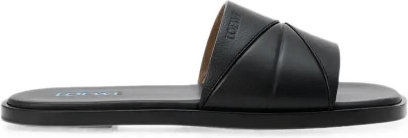LOEWE Origami kalfsleren slippers Zwart