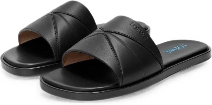 LOEWE Origami kalfsleren slippers Zwart - Foto 4