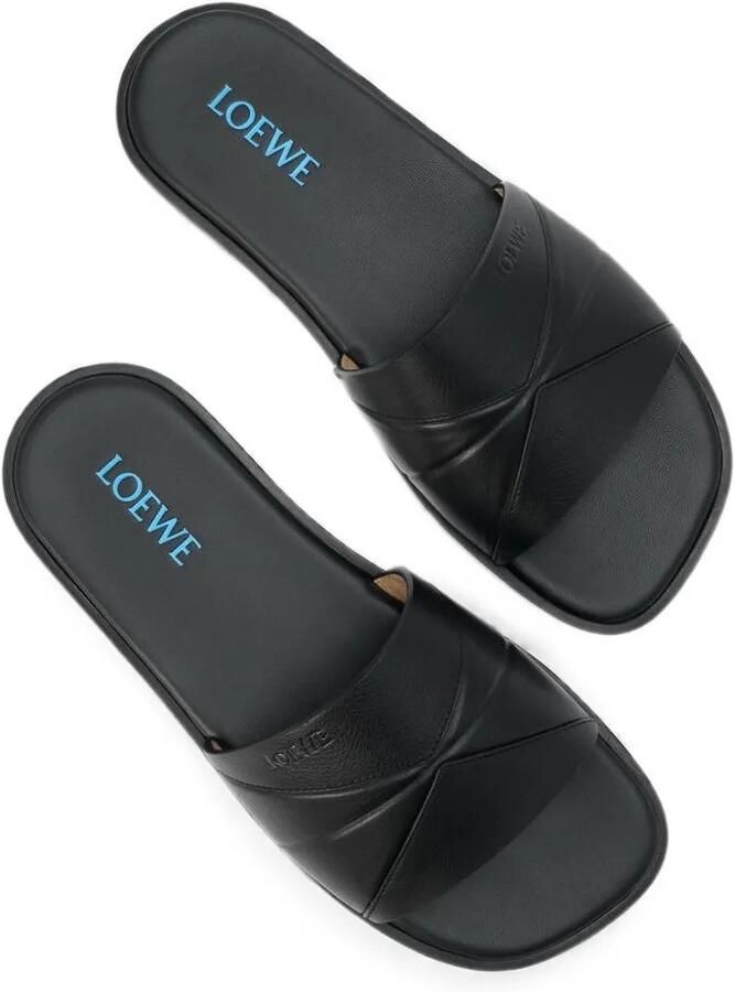 LOEWE Origami kalfsleren slippers Zwart - Foto 2