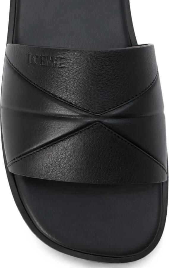 LOEWE Origami kalfsleren slippers Zwart - Foto 3