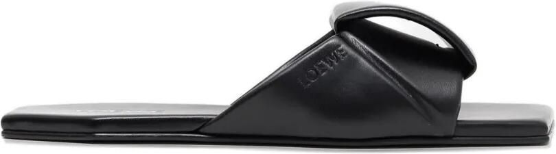 LOEWE Origami lamsleren slippers Zwart