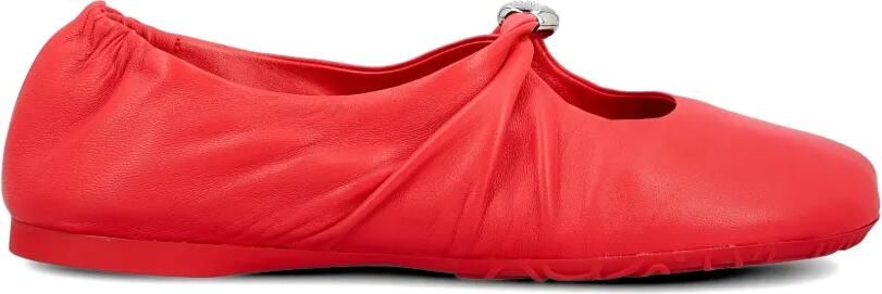 LOEWE Pebble leren ballerina's met ruches Rood